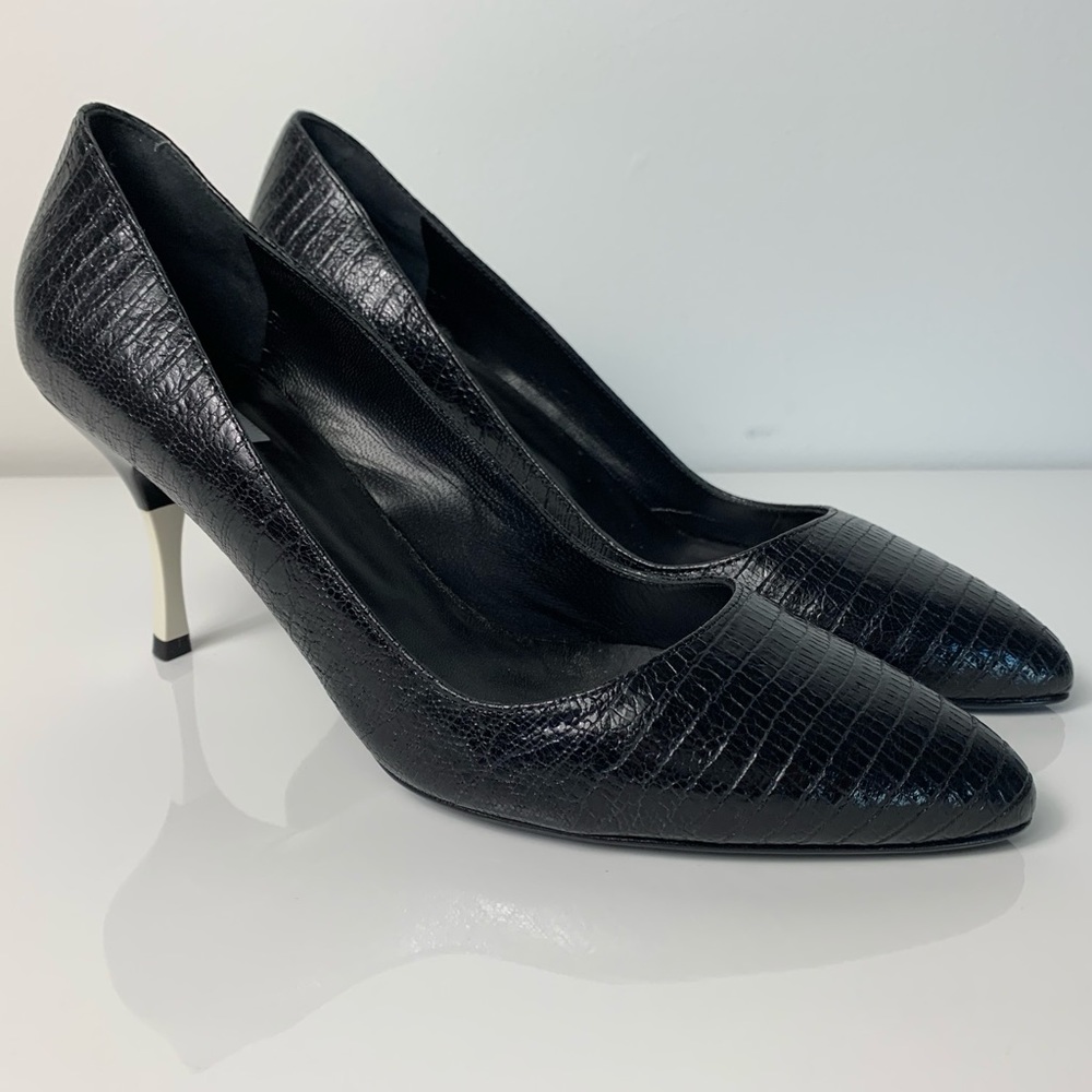 NEW MAX MARA Dinda Black Leather Heels Pumps - Picture 2 of 8